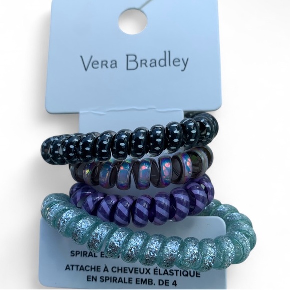 Vera Bradley Spiral Elastic Hair Tie 4PK Tranquil Medallion - Picture 1 of 3